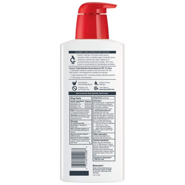 Eucerin Daily Hydration Lotion with SPF 15 - Broad Spectrum Body Lotion for Dry Skin. - Image 2