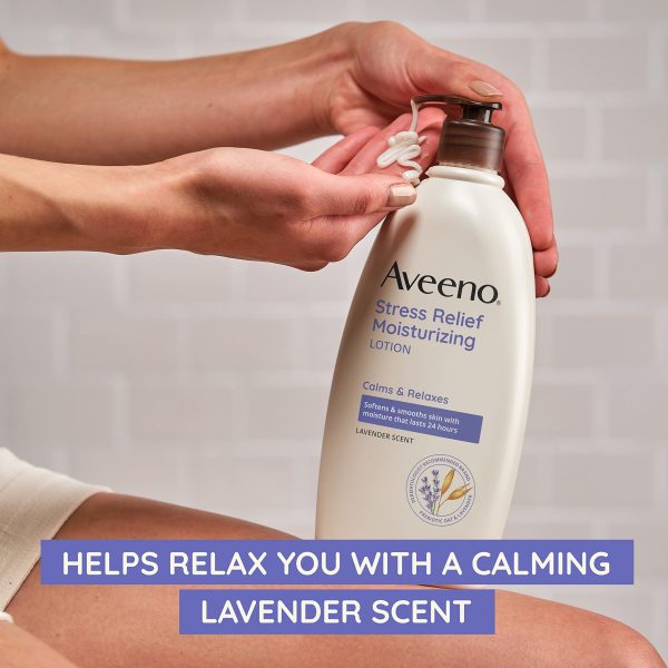 Aveeno Daily Stress Relief Body Lotion with Lavender Scent for Moisturizing , Natural Oatmeal to Calm & Relax. - Image 2