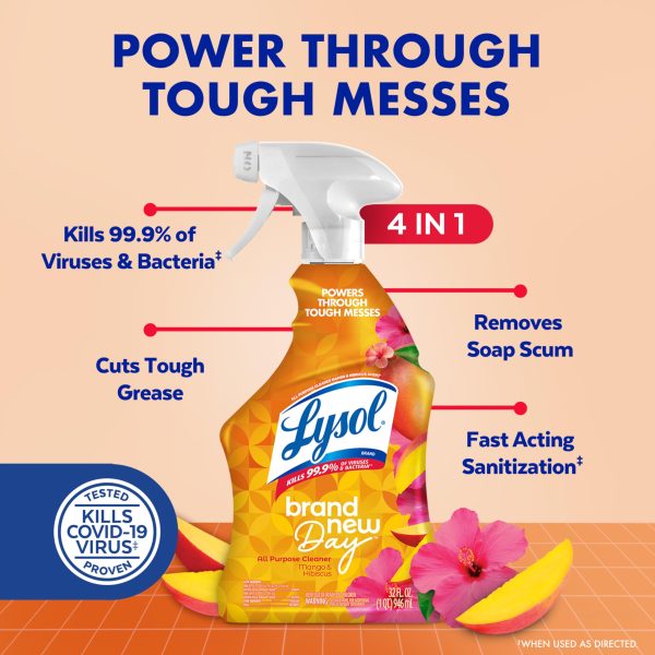 Lysol All Purpose Cleaner Spray,Disinfecting Spray, Mango & Hibiscus Scent. - Image 2