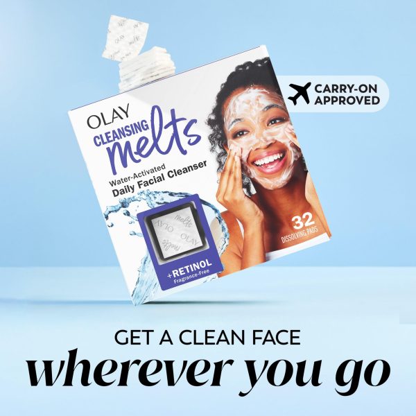 Olay Cleansing Melts + Retinol Face Cleanser, Water-Activated Face Wash Cleans - Image 5